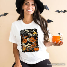 Load image into Gallery viewer, Trick or Treat Goose T-Shirt, Vintage Halloween Witch Tee for October
