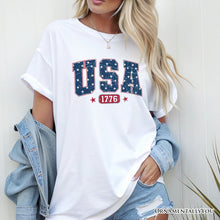 Carregar imagem no visualizador da galeria, USA 1776 Stars T-Shirt, Bold Patriotic Tee for Independence Day
