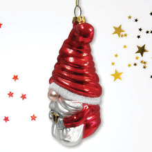 Carregar imagem no visualizador da galeria, Vibrant Santa Gnome Glass Christmas Ornament
