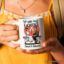 Load image into Gallery viewer, Vintage Frankenstein and Bride Personalized Mug for Couple, We Were Made for Each Other Vintage Romantic Gift With Custom Names
