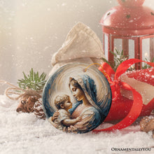 Load image into Gallery viewer, Virgin Mary and Baby Jesus Gentle Embrace Ceramic Ornament, Iconic Oil Painting Gift And Decor
