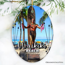 Carregar imagem no visualizador da galeria, Waikiki Beach Hawaiian Paradise Ornament, Pacific Island Cultural Christmas Gift and Souvenir
