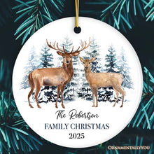 Carregar imagem no visualizador da galeria, Watercolor Family Deer Christmas Personalized Ornament
