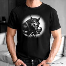 Cargar imagen en el visor de la galería, Werewolf Spooky Portrait T-Shirt, Horror Villain Theme Halloween Tee
