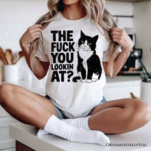 Carregar imagem no visualizador da galeria, What Are You Looking At T-Shirt, Sarcastic Cat Lover White Tee for Sassy People
