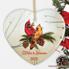 Carregar imagem no visualizador da galeria, Winter Cardinal Couple Personalized Ornament
