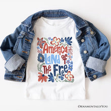 Carregar imagem no visualizador da galeria, America Land of the Free T-Shirt, Retro Floral Independence Day Tee
