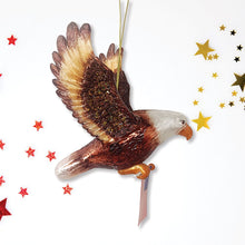 Carregar imagem no visualizador da galeria, American Bald Eagle Patriotic Glass Ornament, USA Flag Christmas Decor
