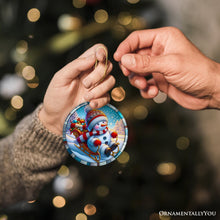 Carregar imagem no visualizador da galeria, Arctic Sleigh Snowman’s Magical Ride Christmas Ornament, Handmade Frosty Winter Gift
