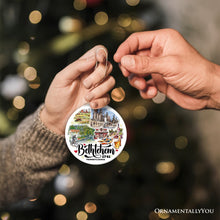 Carregar imagem no visualizador da galeria, Artistic Bethlehem City Ceramic Watercolor Ornament, Pennsylvania State Colonial and Industrial Christmas Gift
