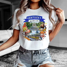 Carregar imagem no visualizador da galeria, Artistic Kentucky State Themes and Landmarks T-Shirt, Tee for History and Travel Lovers
