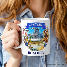 Carregar imagem no visualizador da galeria, Artistic Montana State Themes and Landmarks Personalized Mug With Custom Name
