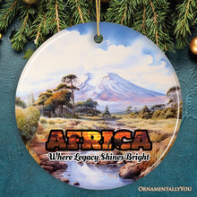 Load image into Gallery viewer, Artistic Natural Beauty of African Landscapes and Wildlife with Quotes Ornament, Christmas Gift or Travel Souvenir, Safari, Serengeti and Mount Kilimanjaro
