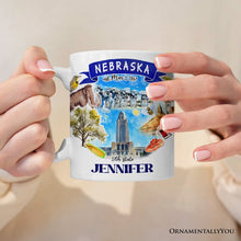 Carregar imagem no visualizador da galeria, Artistic Nebraska State Themes and Landmarks Personalized Mug With Custom Name
