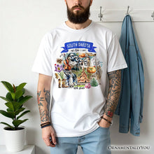 Carregar imagem no visualizador da galeria, Artistic South Dakota State Themes and Landmarks T-Shirt, Tee for History and Travel Lovers

