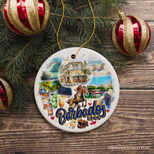 Carregar imagem no visualizador da galeria, Artistic Tropical Barbados Landmarks and Beaches Ornament, Travel Caribbean Paradise Christmas Souvenir
