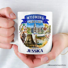 Carregar imagem no visualizador da galeria, Artistic Wyoming State Themes and Landmarks Personalized Mug With Custom Name
