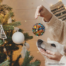 Cargar imagen en el visor de la galería, Charming Fawn in Snowy Sunset Ornament, Delightful Woodland Scene for Christmas Decor
