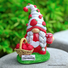 Cargar imagen en el visor de la galería, Charming Homestead Strawberry Gnome Garden Statue, 9.5&quot; Farmhouse Style Unique Fruit Home Decor
