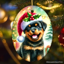 Cargar imagen en el visor de la galería, Charming Rottweiler in Festive Attire Ornament, Heartwarming Dog-Themed Christmas Gift Decor
