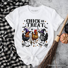 Cargar imagen en el visor de la galería, Chick or Treat Chicken T-Shirt, Funny Farmhouse Halloween Tee
