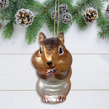 Load image into Gallery viewer, Chipmunk Glass Christmas Tree Ornament
