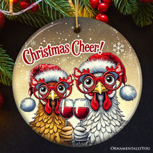 Cargar imagen en el visor de la galería, Christmas Cheer Chicken Ornament, Whimsical Holiday Tree Decoration
