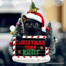 Load image into Gallery viewer, Christmas Tree Killer Funny Black Cat Glass Christmas Ornament, Whimsical Funny Tree Decor
