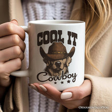 Cargar imagen en el visor de la galería, Cool It Cowboy Personalized Mug, Retro Western Golden Retriever Country Lovers Gift With Custom Name
