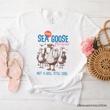 Load image into Gallery viewer, Cool Summer Sea Goose Certified T-Shirt, Funny Retro White and Natural Tee for Beach Lovers

