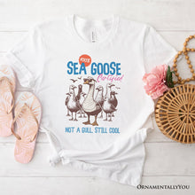 Carregar imagem no visualizador da galeria, Cool Summer Sea Goose Certified T-Shirt, Funny Retro White and Natural Tee for Beach Lovers
