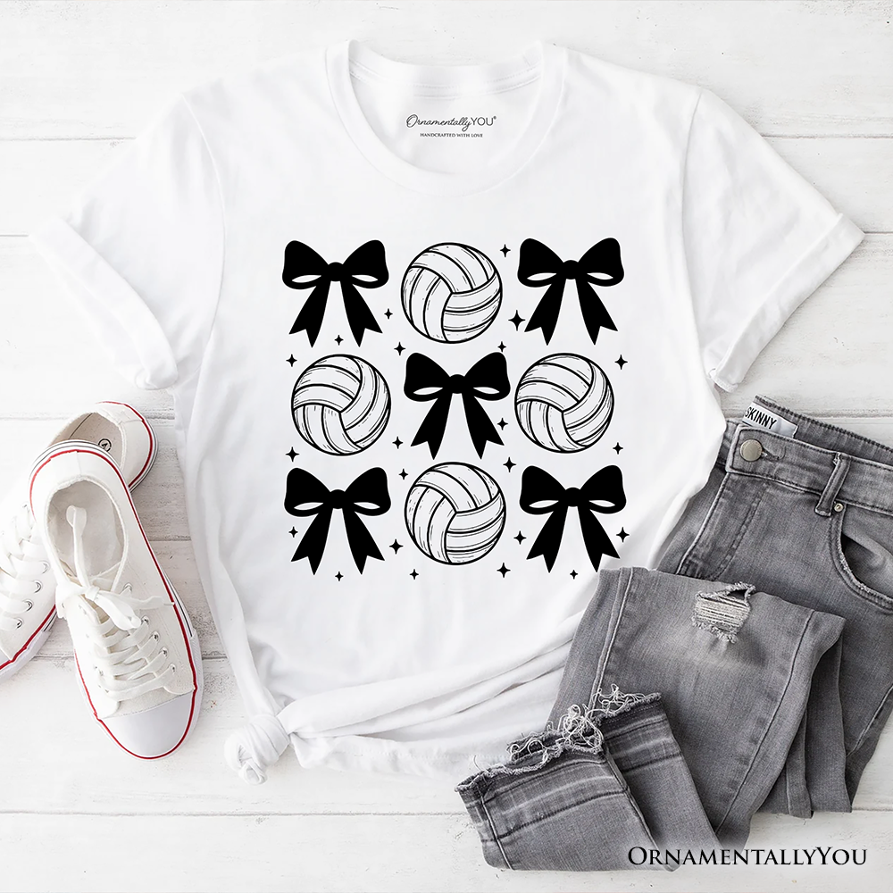 Coquette Volleyball Bows T-Shirt, Cute Athletic Sports Game Day Tee