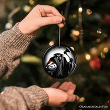 Load image into Gallery viewer, Creepy Headless Horseman And Pumpkin With Santa Hat Ornament, Horror Themed Christmas Decor for Halloween Tree
