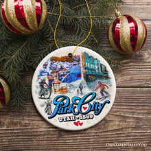 Load image into Gallery viewer, Culturally Artistic Park City Ceramic Ornament, Utah Picturesque Mountain Town Christmas Souvenir
