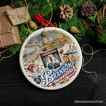 Load image into Gallery viewer, Culturally Vibrant Branson City Ceramic Ornament, Missouri Souvenir and Christmas Tree Decor

