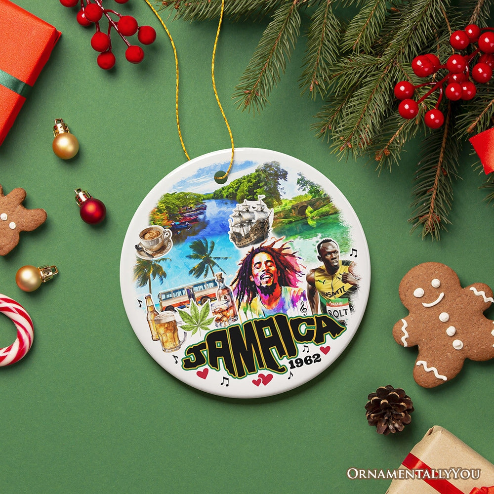 Culturally Vibrant Jamaica Ceramic Art Ornament, Artistic Caribbean Souvenir and Christmas Decor