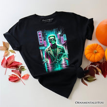 Load image into Gallery viewer, Cyberpunk Frankenstein T‑Shirt, Neon Halloween Monster Tee
