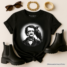 Cargar imagen en el visor de la galería, Edgar Allan Poe Spooky Portrait T-Shirt, Horror Villain Theme Halloween Tee

