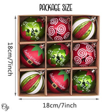 Load image into Gallery viewer, Elf Theme Christmas Ornament Set, 9 Baubles Green and Red
