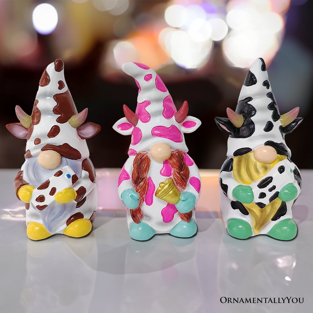 Endearing Cow Gnome Trio Mini Statue Set of Three, 5