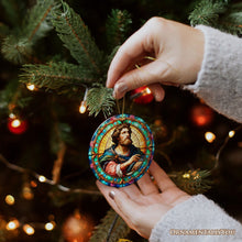 Load image into Gallery viewer, Enlightened Man Renaissance Italy Painting Ornament, Artistic Stained Glass Themed Medieval Christmas Gift
