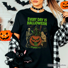 Cargar imagen en el visor de la galería, Every Day Is Halloween T-Shirt, Vintage Pumpkin Witch Spooky Tee for Eternal Spook Enthusiasts
