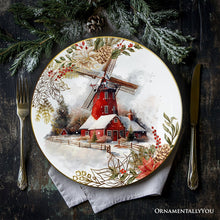 Carregar imagem no visualizador da galeria, Farmhouse Christmas Set of 4 Plates with Real Gold Elements, Holiday Tableware Collection for Salad, Dessert, Appetizer, and Side Plates

