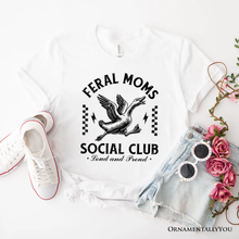Load image into Gallery viewer, Feral Moms Social Club Goose T-Shirt, Funny White and Natural Tee for Loud and Proud Moms
