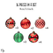 Load image into Gallery viewer, Festive Christmas Ornament Bundle, 16 Red and Green Glittered Baubles
