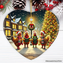 Carregar imagem no visualizador da galeria, Festive Victorian Chicken Carolers Ornament, Rustic Christmas Gift and Decor
