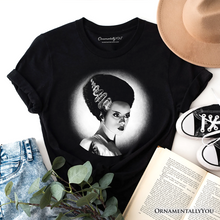 Cargar imagen en el visor de la galería, Frankenstein&#39;s Bride Spooky Portrait T-Shirt, Horror Villain Theme Halloween Tee
