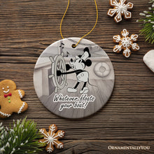 Carregar imagem no visualizador da galeria, Funny Mouse Sailing Quotes Ornament, Classic Steamboat Willie Christmas Keepsake and Decor
