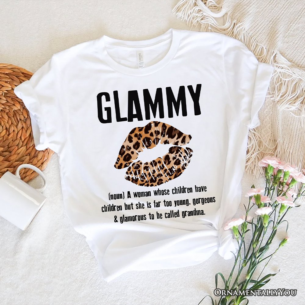 Glammy Leopard Lips T-Shirt, Coquette White Tee for Stylish and Glamorous Grandmas