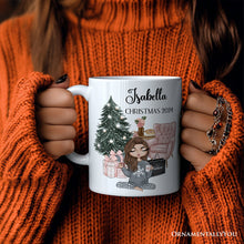 Load image into Gallery viewer, Glamorous Girl Personalized Christmas Mug, Fashionista Teenager Shopping Addict Holiday Gift
